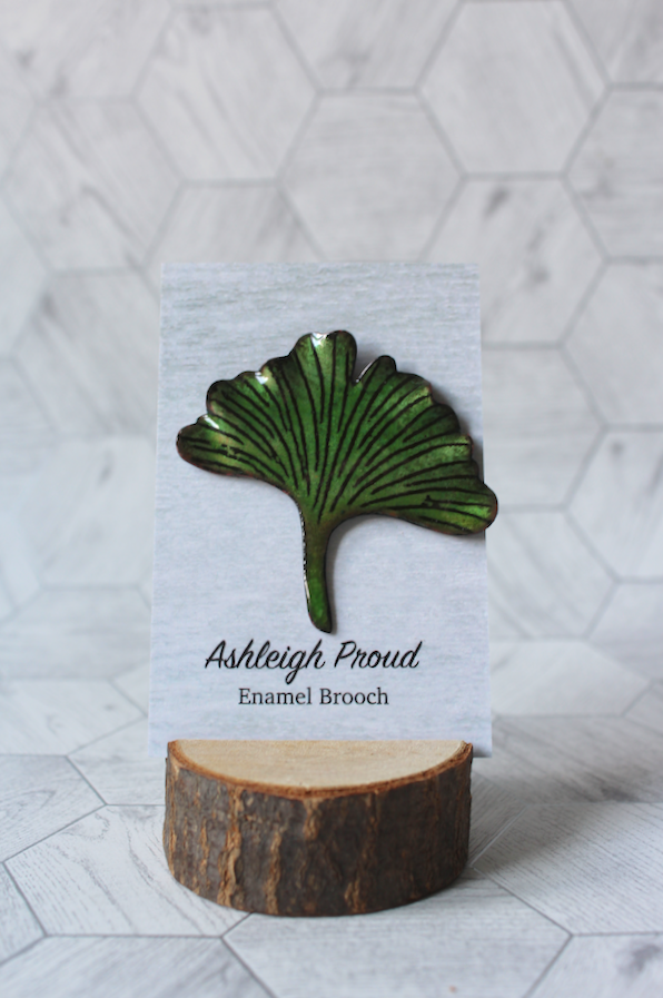 Green Ginkgo Brooch