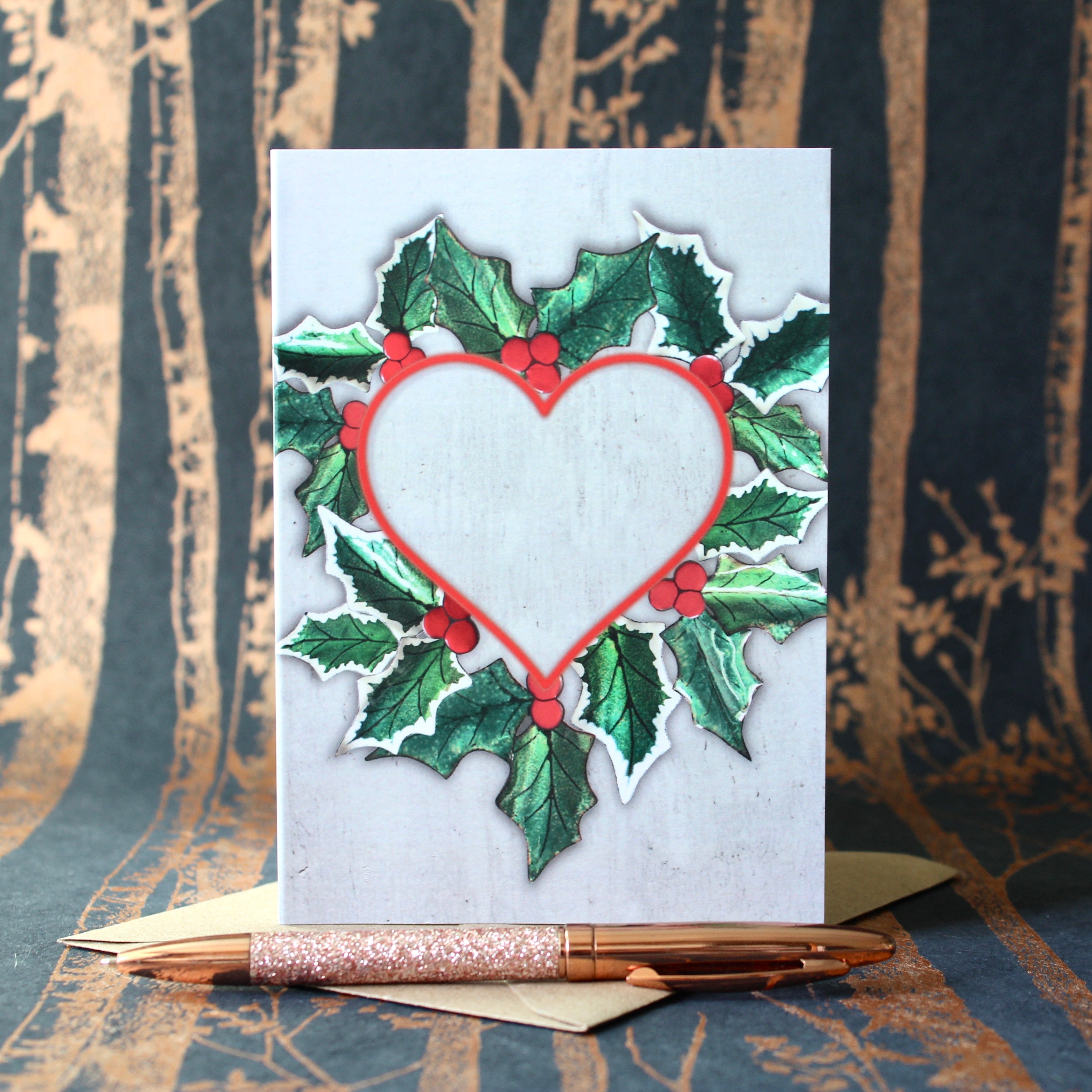 Write your own Christmas Card Holly Leaves