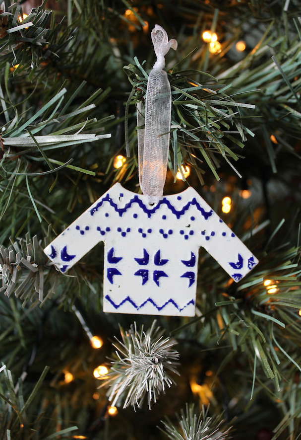Christmas Jumper Decoration - White & Blue