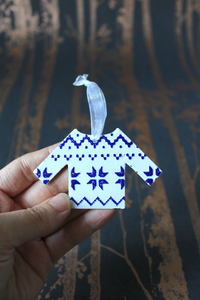 Christmas Jumper Decoration - White & Blue
