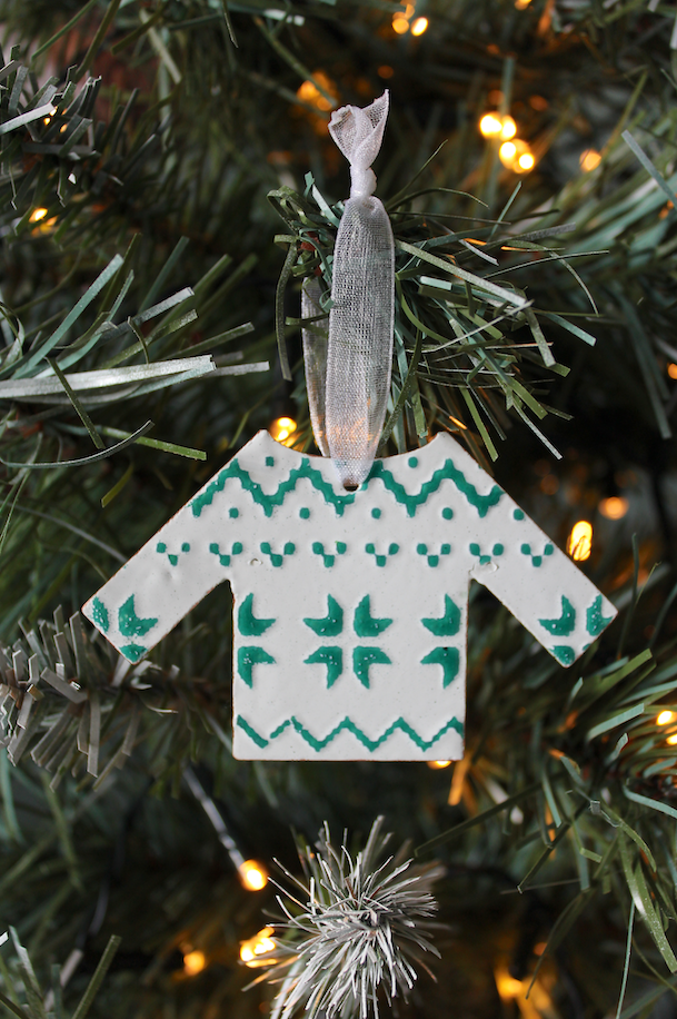 Christmas Jumper Decoration - White & Green