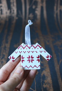 Christmas Jumper Decoration - White & Red