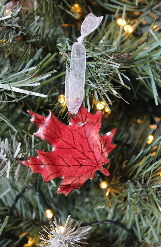 Maple Leaf Christmas Decoration - Red